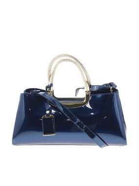 NAVY BLUE BAG ~ Classic Navy Blue Patent Sheen Handbag w/Gold Rope Handles